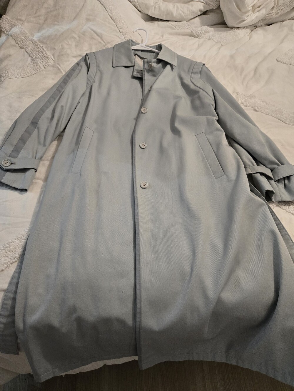 Powder Blue Single-Breasted Trench Coat